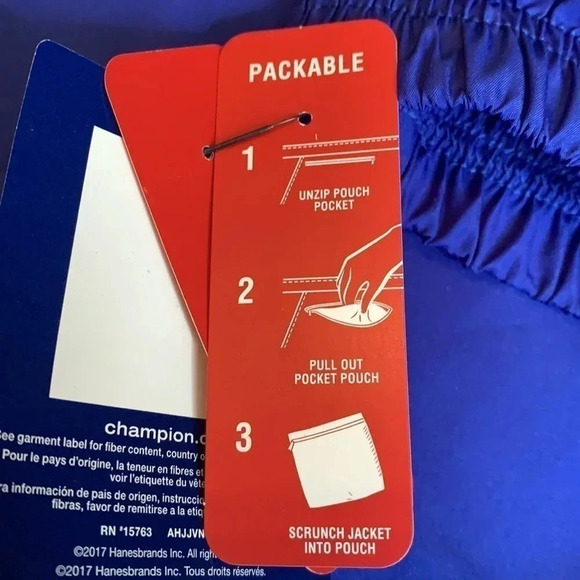 Champion Packable Jacket Blue Men’s Size XL NWT - Picture 7 of 12